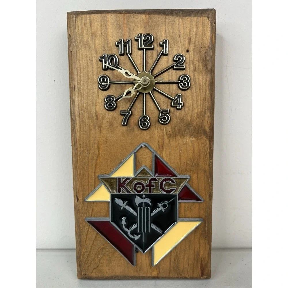 Vintage Knights Of Columbus Battery Operated Clock WORKS 9